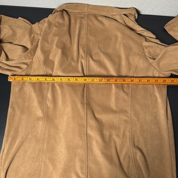 JM Collection suede like open cardigan - Picture 4 of 6